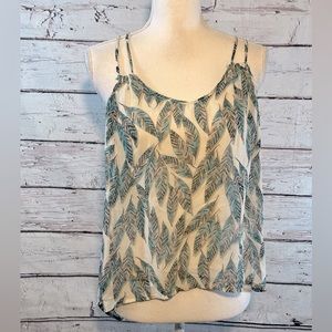 XXI Cami Top Layered Leaf Print with Ring Back-Small